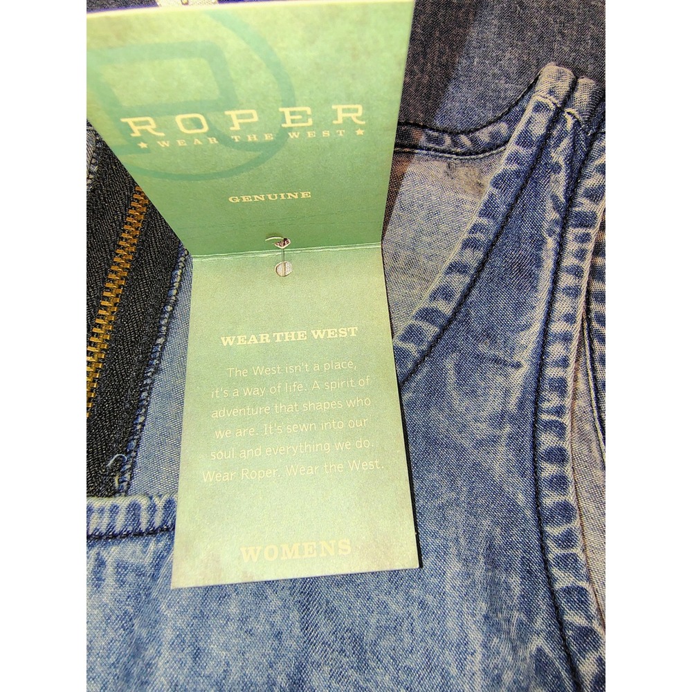 Roper Denim Maxi Dress Womens Light Wash Raw Hem Sleeveless Pockets Blue NEW - Picture 8 of 14